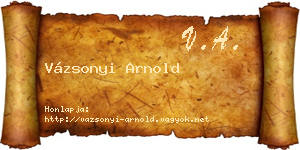 Vázsonyi Arnold névjegykártya